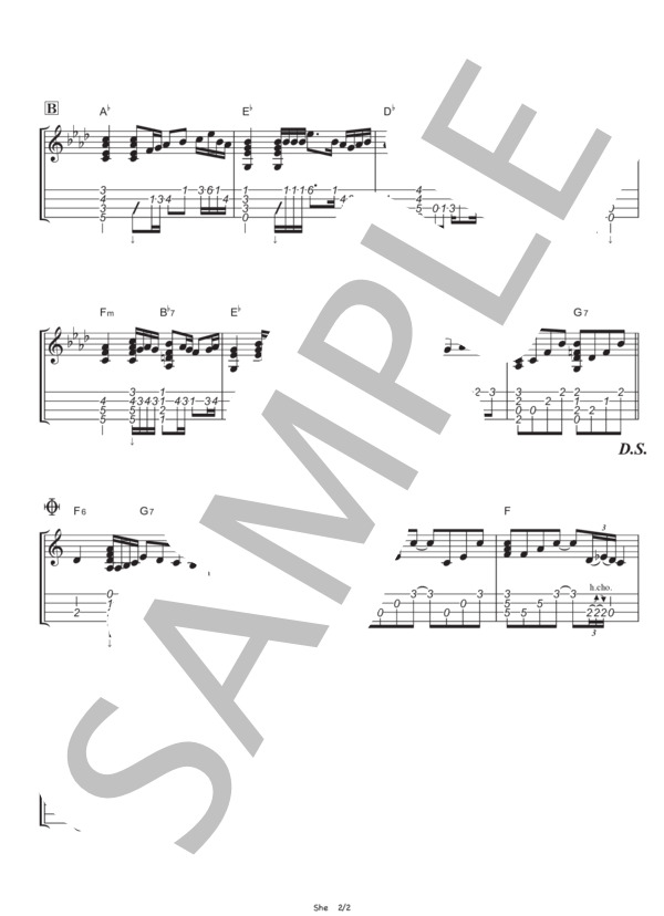 She (エルヴィス・コステロ) / ウクレレソロ 中級 - サンプル譜面 2/4