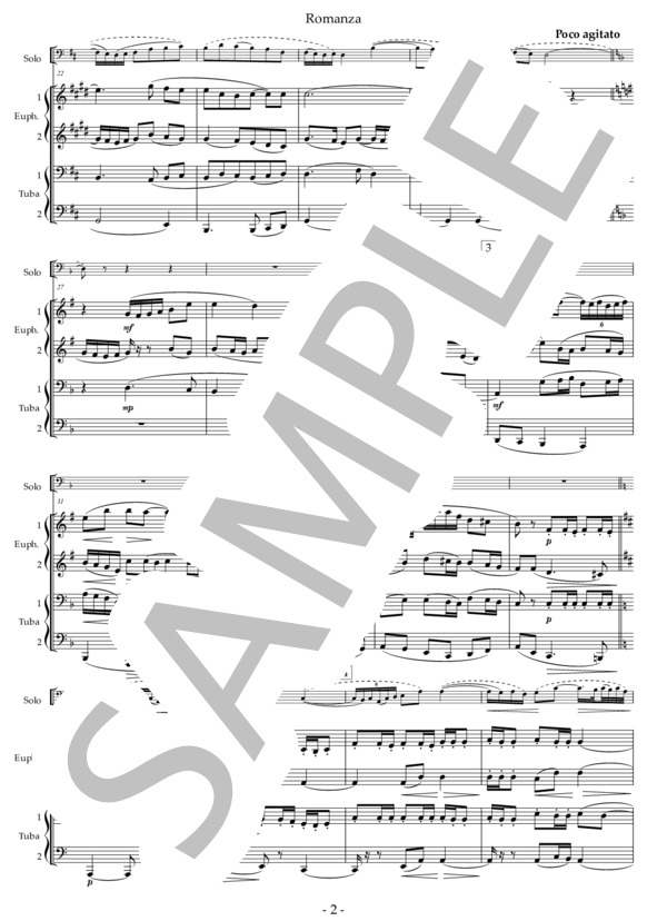 チューバ協奏曲 第2楽章 ロマンツァ（ユーフォニアム・チューバ五重奏） (レイフ・ヴォーン＝ウィリアムズ) / アンサンブル金管 中〜上級 - サンプル譜面 4/5