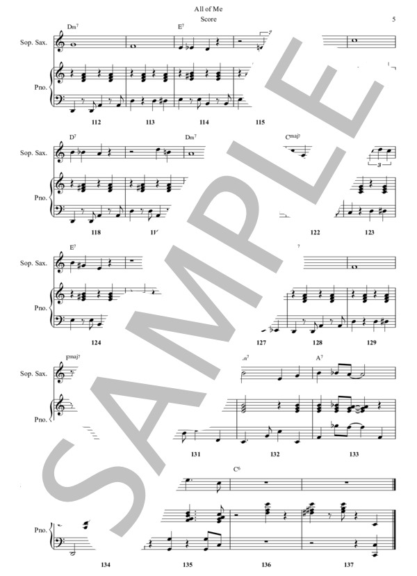All of Me (シーモア・シモンズ) / ソプラノサックス 中級 - サンプル譜面 5/5