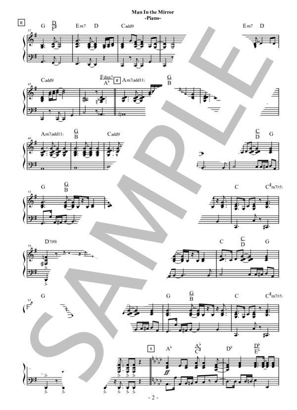 Man In the Mirror (Piano) (マイケル・ジャクソン) / ピアノ伴奏 上級 - サンプル譜面 2/3