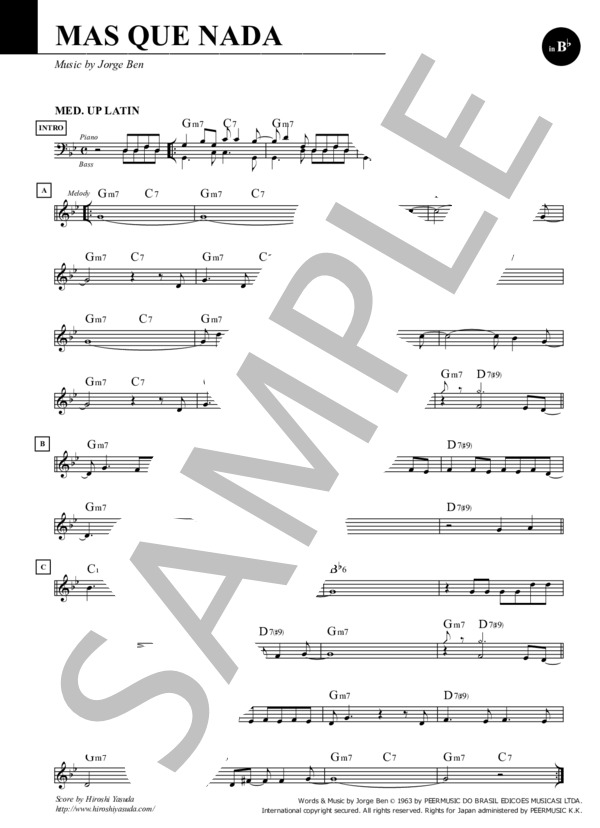 Mas Que Nada (Key=Fm) in B♭ / ファンク＆ソウル・スタンダード・ライブラリ (Sheet Music) (ジョルジ・ベン) / テナーサックス 初〜中級 - サンプル譜面 1/1