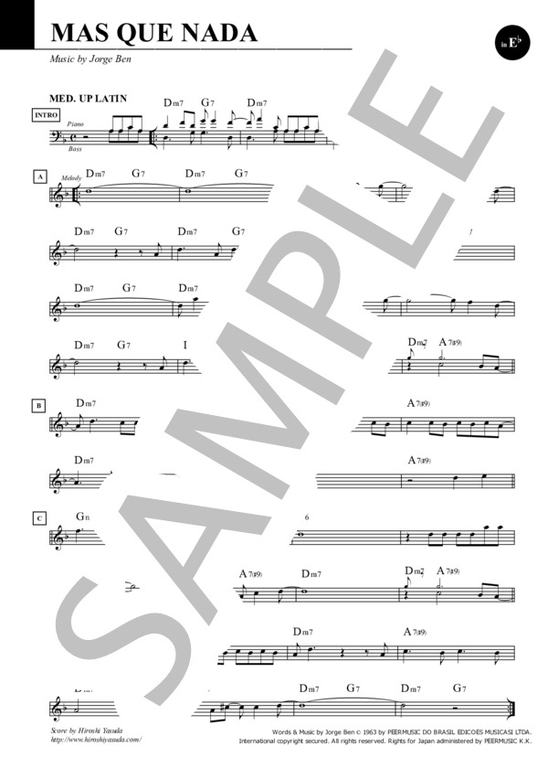 Mas Que Nada (Key=Fm) in E♭ / ファンク＆ソウル・スタンダード・ライブラリ (Sheet Music) (ジョルジ・ベン) / アルトサックス 初〜中級 - サンプル譜面 1/1