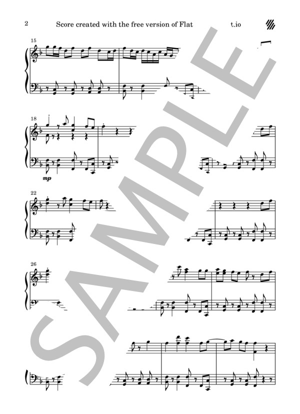 ただ君に晴れ (ヨルシカ) / ピアノソロ 中級 - サンプル譜面 2/5