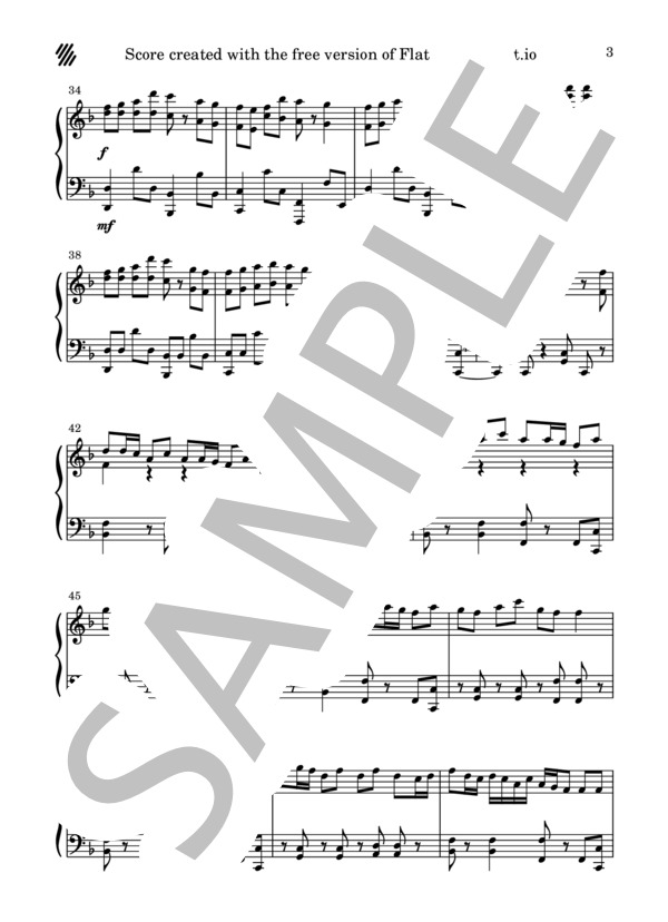 ただ君に晴れ (ヨルシカ) / ピアノソロ 中級 - サンプル譜面 3/5