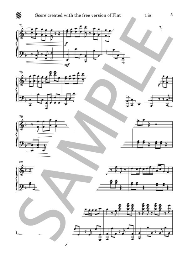 ただ君に晴れ (ヨルシカ) / ピアノソロ 中級 - サンプル譜面 5/5