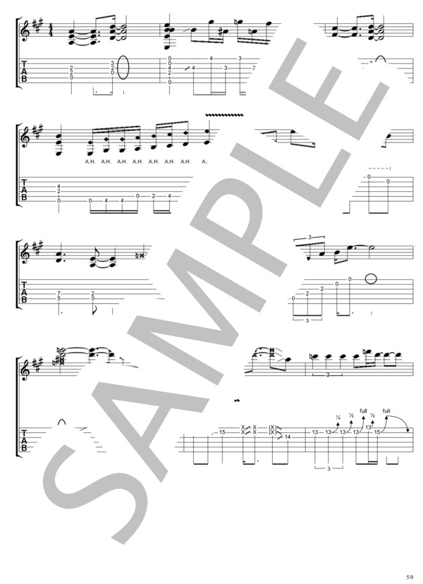 Hi (B'z) / ギターソロ 中〜上級 - サンプル譜面 5/5