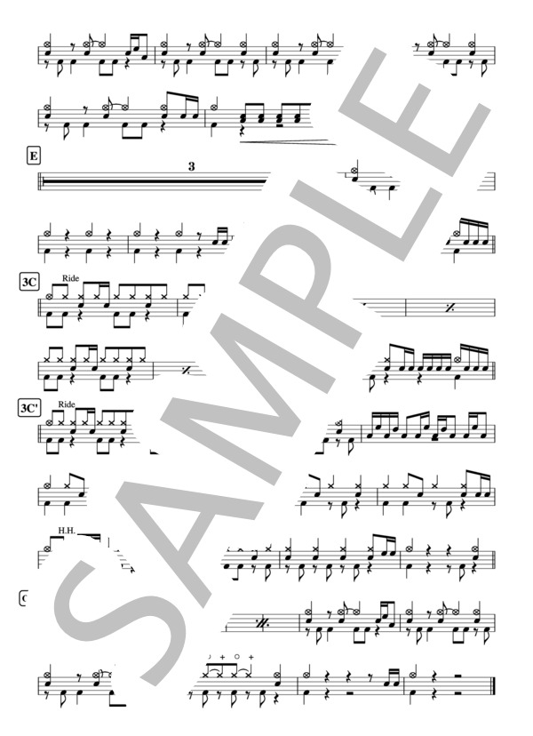 『Moshimo』ダイスケ ドラム譜 3ページ / その他 - サンプル譜面 3/3