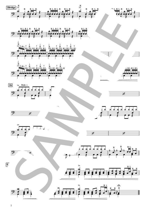 Letter (SHE ’S) / ドラム 中級 - サンプル譜面 2/2