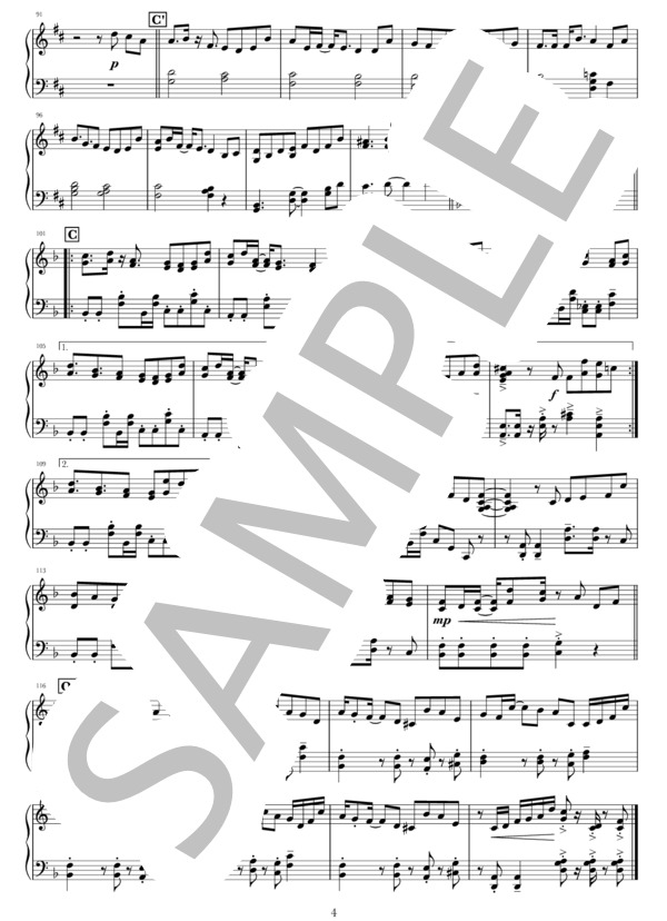 夜に駆ける (YOASOBI) / ピアノソロ 中〜上級 - サンプル譜面 4/4