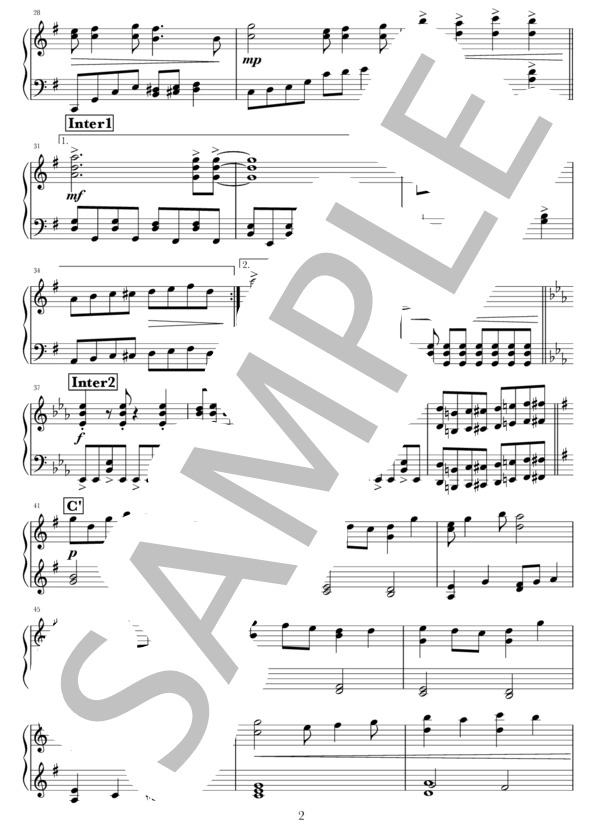 負けないで (ZARD) / ピアノソロ 中級 - サンプル譜面 2/3