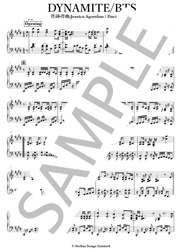 DYNAMITE (ジェシカ・アゴンバー) / ピアノソロ 中〜上級 - サンプル譜面 1/3