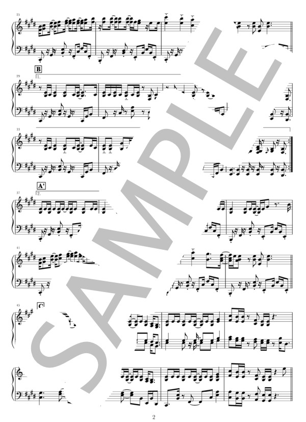 DYNAMITE (ジェシカ・アゴンバー) / ピアノソロ 中〜上級 - サンプル譜面 2/3