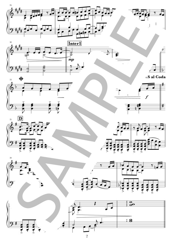 炎 (梶浦 由記) / ピアノソロ 中〜上級 - サンプル譜面 2/3