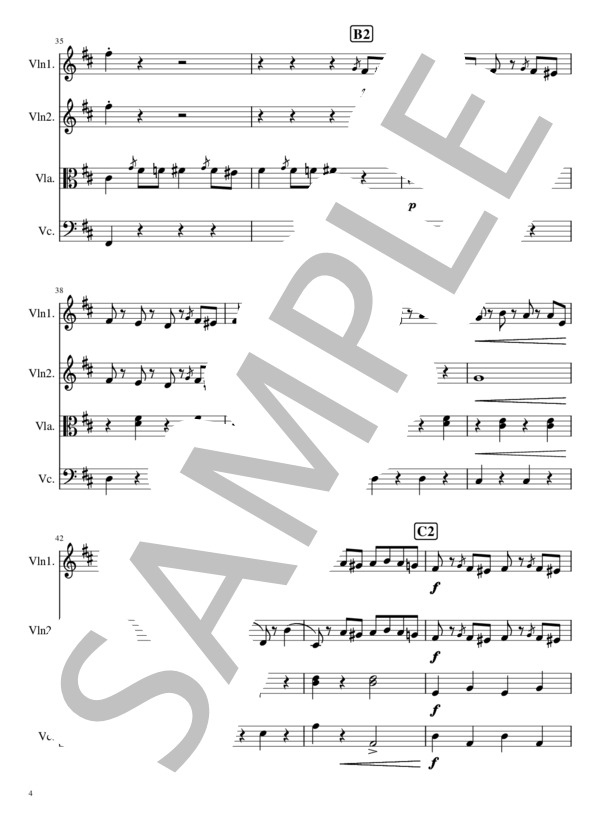 ラデツキー行進曲 弦楽4重奏 (ヨハン・シュトラウス1世) / 弦楽四重奏 初級 - サンプル譜面 4/5