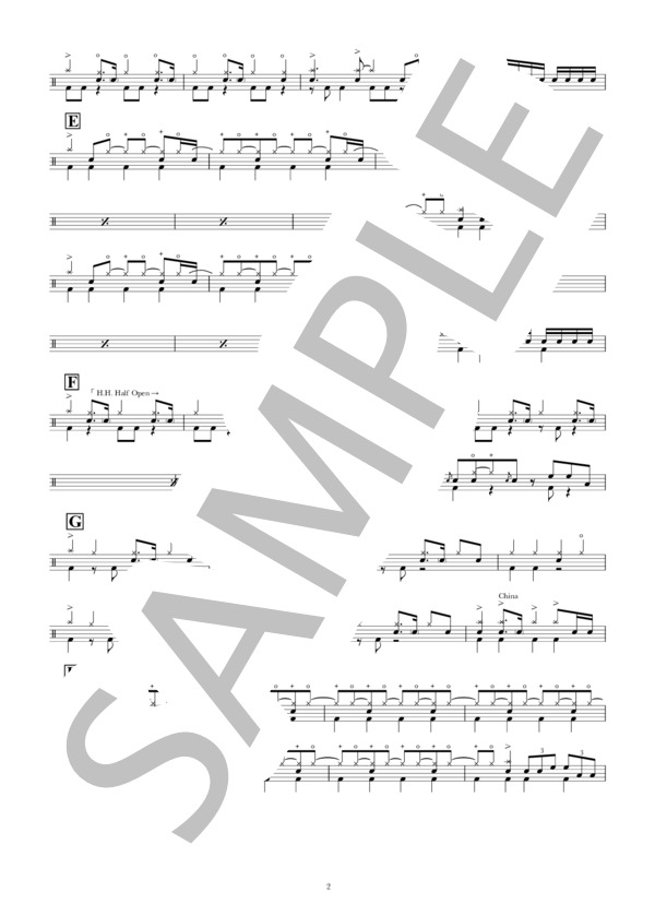 吉田さん (Silent Siren) / ドラム 中級 - サンプル譜面 2/4