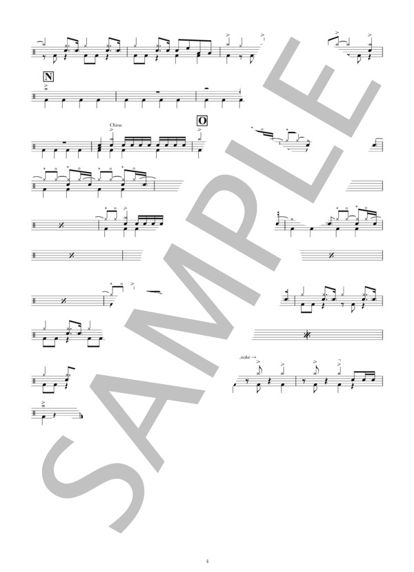 吉田さん (Silent Siren) / ドラム 中級 - サンプル譜面 4/4