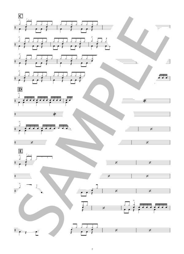 バイタルサイン (クラムボン) / ドラム 初〜中級 - サンプル譜面 2/4