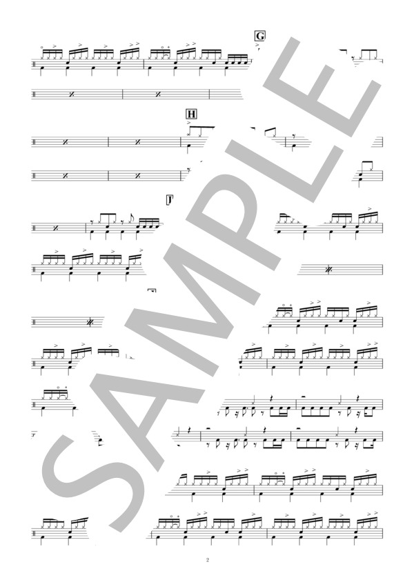 群青 (YOASOBI) / ドラム 中〜上級 - サンプル譜面 2/4