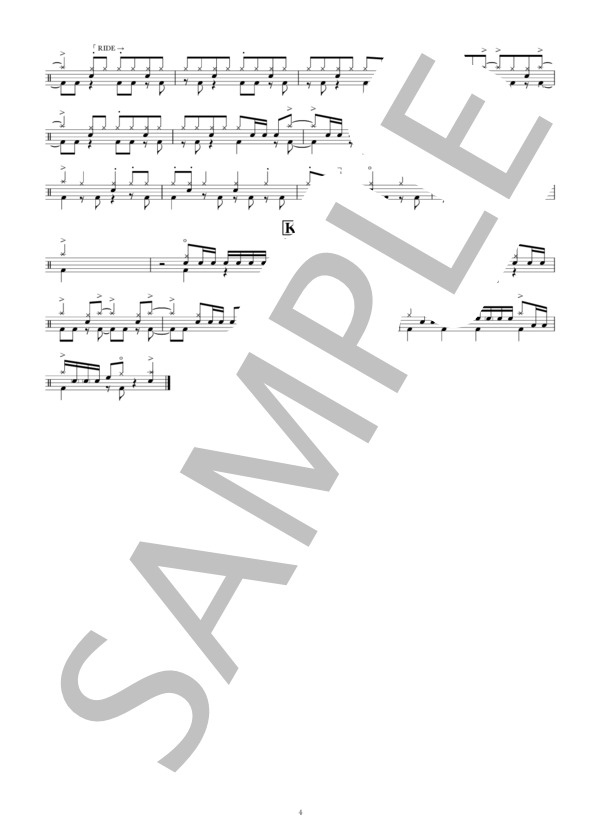 さよならバイスタンダー (YUKI) / ドラム 中〜上級 - サンプル譜面 4/4