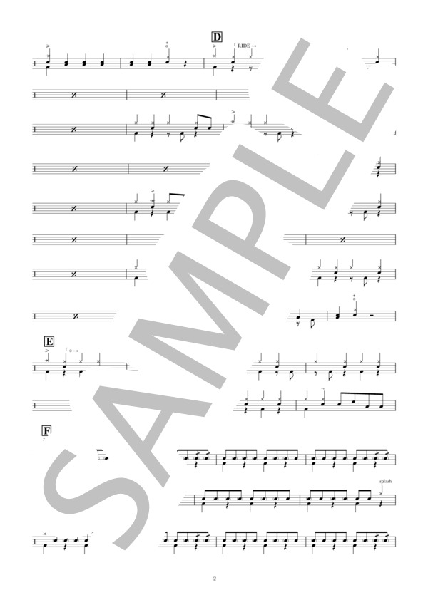 Fressy (THE QUIET ROOM) / ドラム 中級 - サンプル譜面 2/5