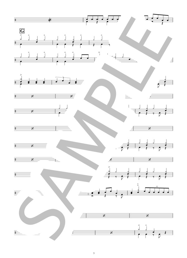 Fressy (THE QUIET ROOM) / ドラム 中級 - サンプル譜面 3/5