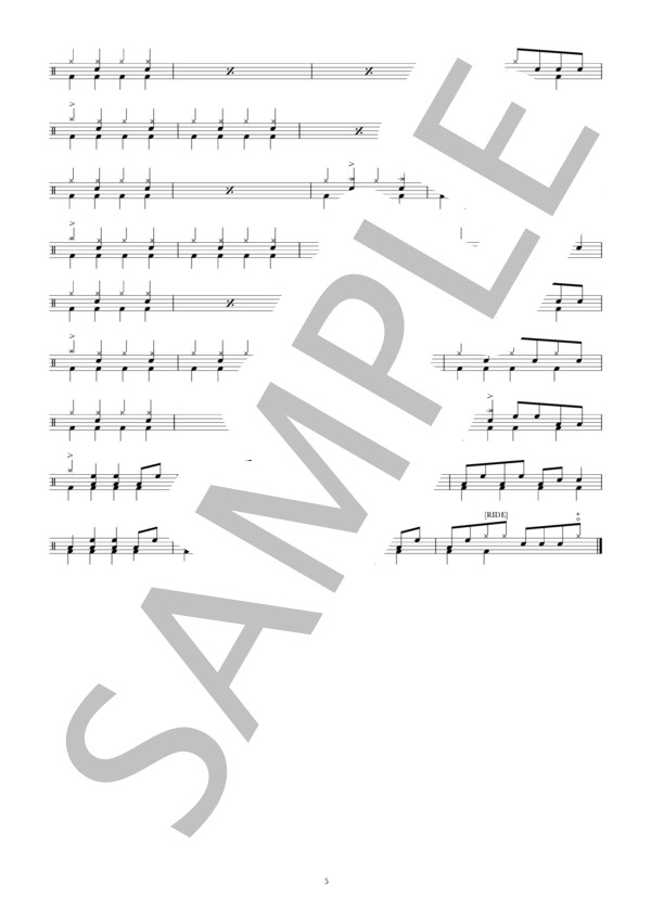 Fressy (THE QUIET ROOM) / ドラム 中級 - サンプル譜面 5/5