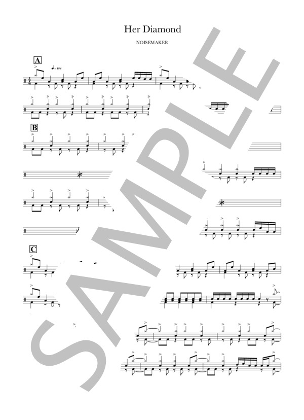 Her Diamond (NOISEMAKER) / ドラム 中級 - サンプル譜面 1/4