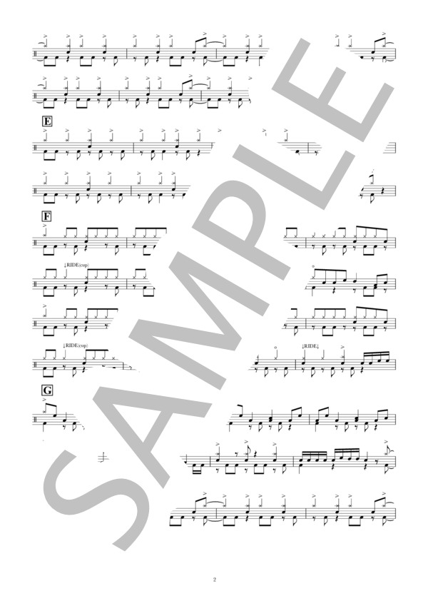 Her Diamond (NOISEMAKER) / ドラム 中級 - サンプル譜面 2/4