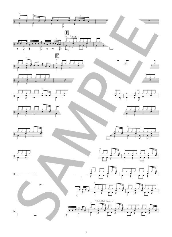 カブトムシ (AIKO) / ドラム 中級 - サンプル譜面 2/3