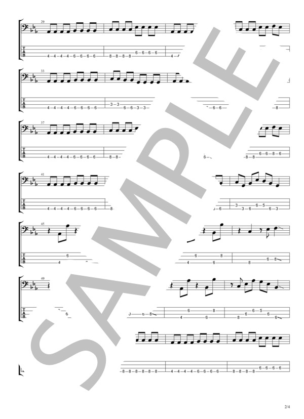 リボルバー (yonige) / エレキベース 入門〜初級 - サンプル譜面 2/4