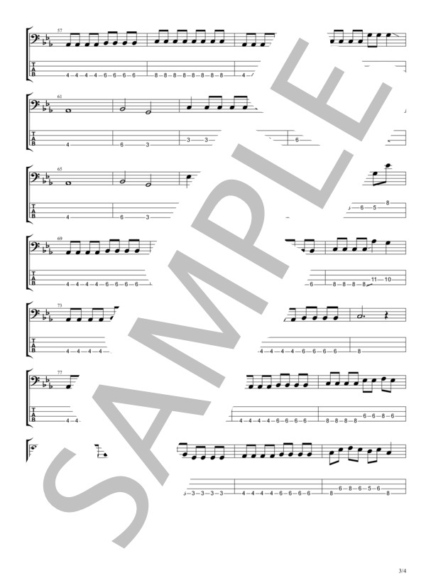 リボルバー (yonige) / エレキベース 入門〜初級 - サンプル譜面 3/4