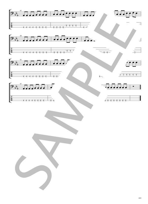 リボルバー (yonige) / エレキベース 入門〜初級 - サンプル譜面 4/4