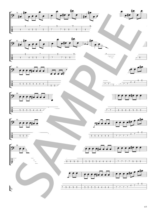 アボカド (yonige) / エレキベース 初〜中級 - サンプル譜面 4/5