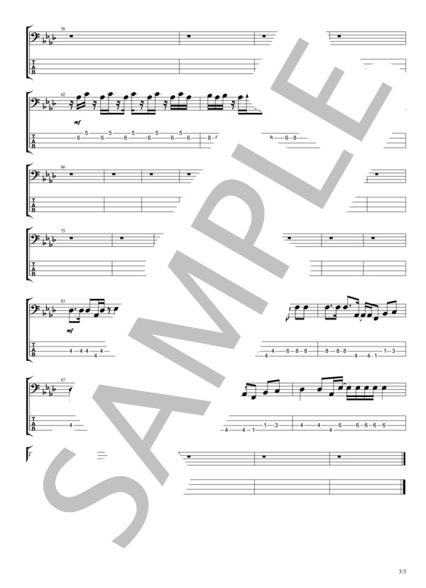 催眠術 (女王蜂) / エレキベース 中級 - サンプル譜面 3/3