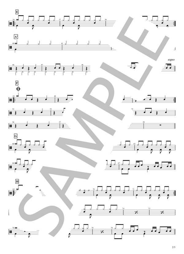 ノーダウト (Official髭男dism) / ドラム 初〜中級 - サンプル譜面 2/3