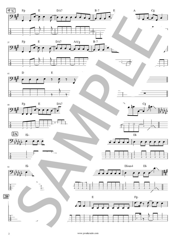 【Bass & TAB譜】奏愛カレンデュラ  /  Ceui (CEUI) / エレキベース 初〜中級 - サンプル譜面 2/5