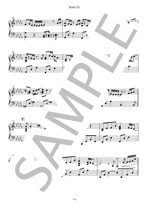 Gravity (BUMP OF CHICKEN) / ピアノソロ 中〜上級 - サンプル譜面 4/5