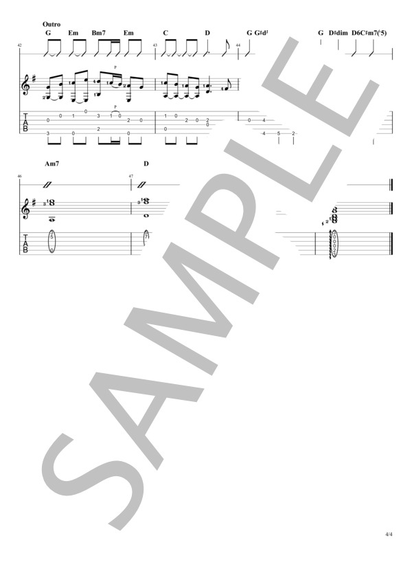 【簡単アレンジ】幸福の硬貨 (ソロギター） (菅野 祐悟) / ギターソロ 初級 - サンプル譜面 4/4