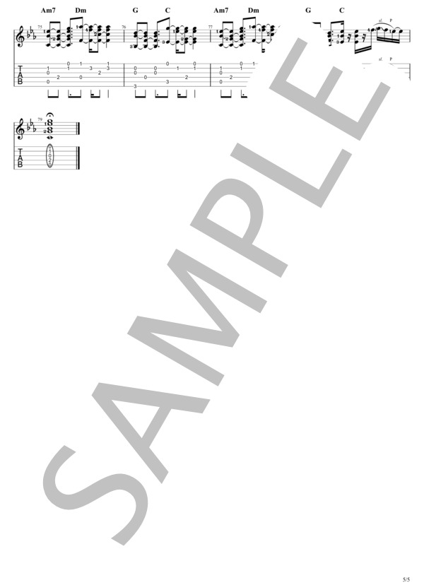 クラッカー・シャドー（ソロギター） (秋山 黄色) / ギターソロ 中級 - サンプル譜面 5/5