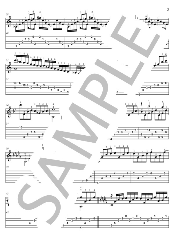 グラドゥス・アド・パルナッスム博士【TAB】 (クロード・アシル・ドビュッシー) / ギターソロ 中〜上級 - サンプル譜面 3/5