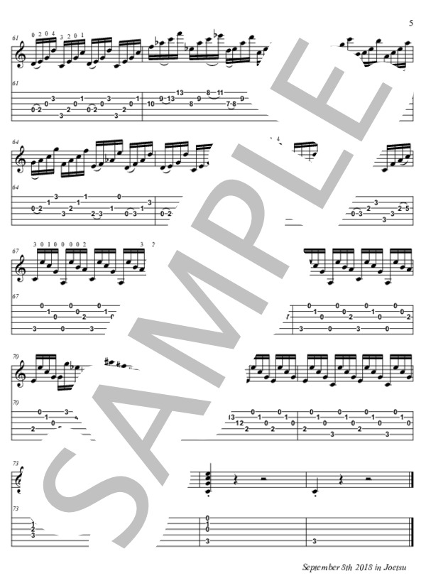 グラドゥス・アド・パルナッスム博士【TAB】 (クロード・アシル・ドビュッシー) / ギターソロ 中〜上級 - サンプル譜面 5/5