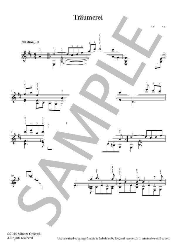 トロイメライ (ロベルト・シューマン) / ギターソロ 初級 - サンプル譜面 1/2