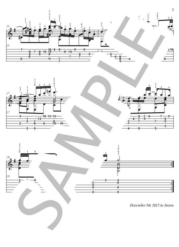 G線上のアリア【TAB】 (ヨハン・セバスチャン・バッハ) / ギターソロ 中級 - サンプル譜面 3/3