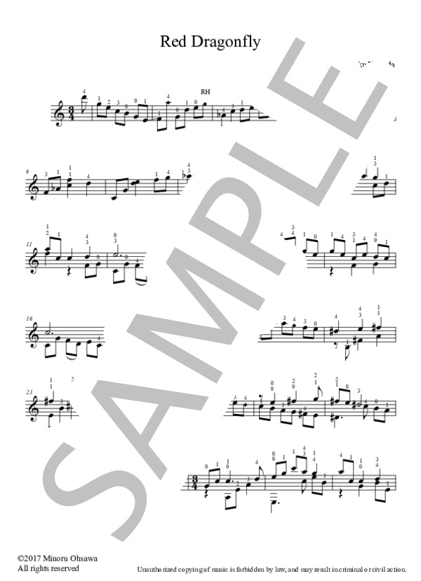 赤とんぼ (山田 耕作) / ギターソロ 初級 - サンプル譜面 1/2