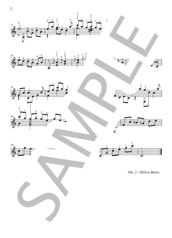 赤とんぼ (山田 耕作) / ギターソロ 初級 - サンプル譜面 2/2