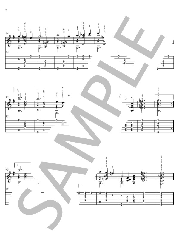 ジムノペディ1番【TAB】 (エリック・サティ) / ギターソロ 初級 - サンプル譜面 2/2