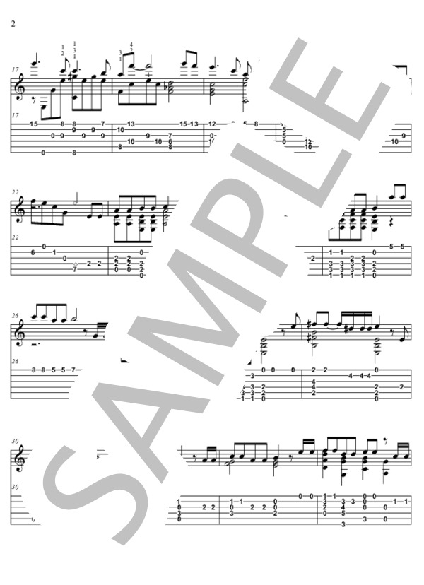 愛の讃歌【TAB】 (マルグリット・モノー) / ギターソロ 中級 - サンプル譜面 2/4