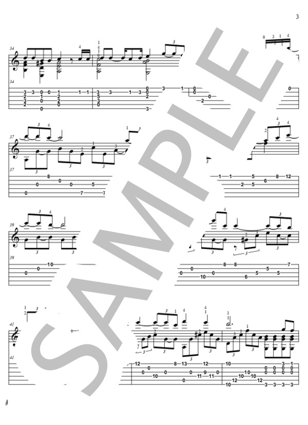 愛の讃歌【TAB】 (マルグリット・モノー) / ギターソロ 中級 - サンプル譜面 3/4