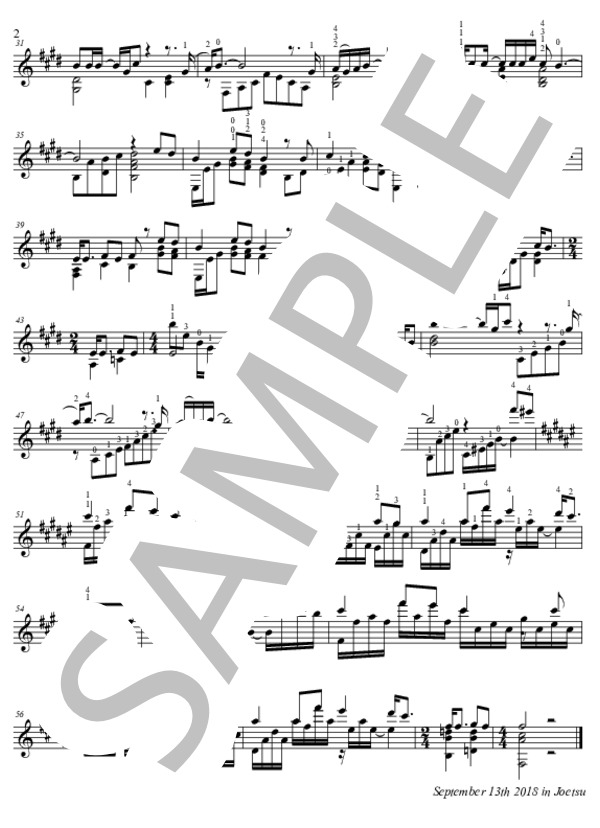 海の声 (島袋 優) / ギターソロ 初〜中級 - サンプル譜面 2/2