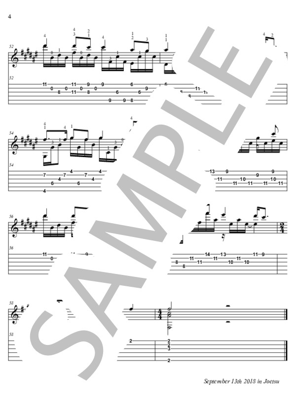 海の声【TAB】 (島袋 優) / ギターソロ 初〜中級 - サンプル譜面 4/4